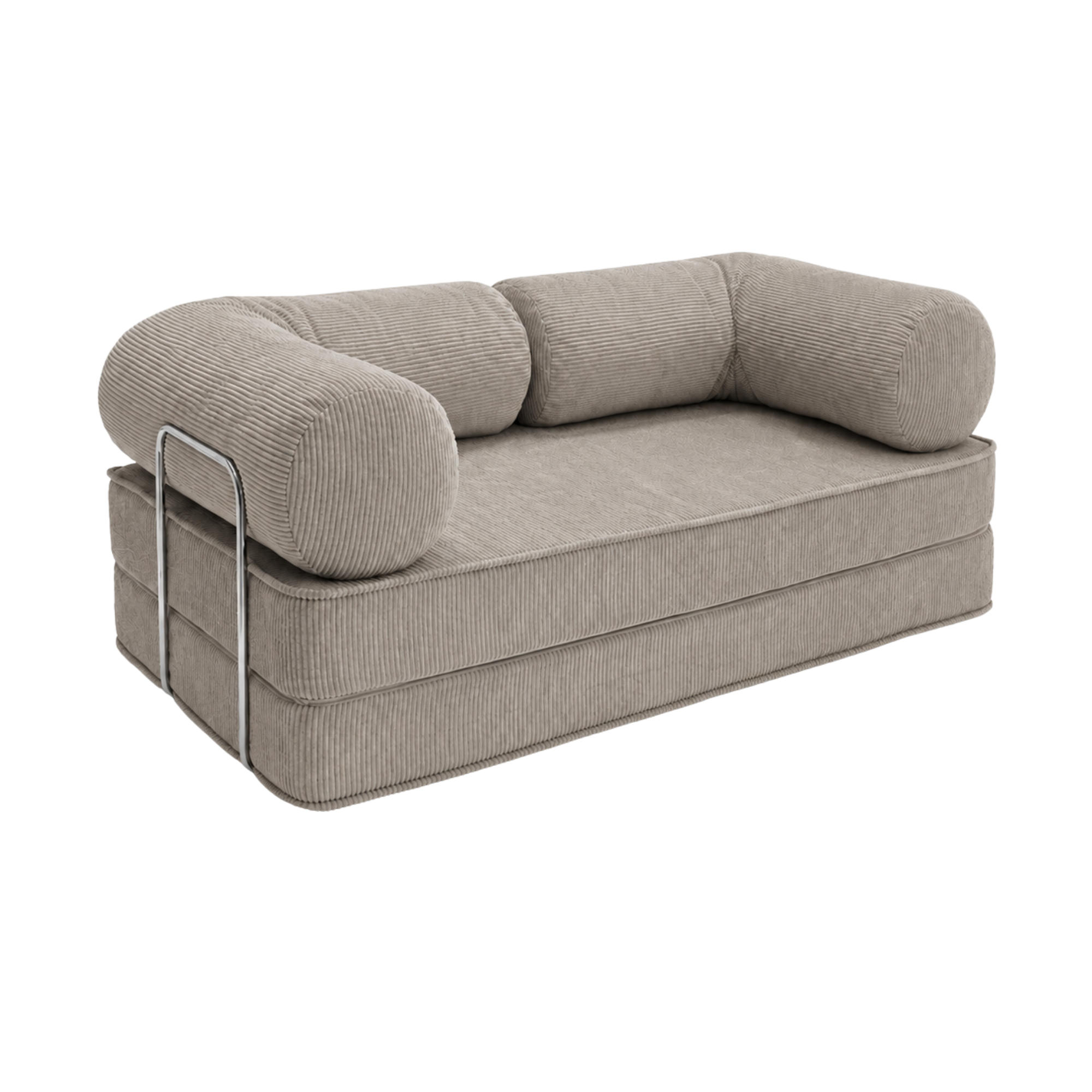 SCHLAFSOFA MIT CHROMGESTELL ausklappbar mit abnehmbarem Bezug in Taupe - Taupe, Textil (200/70/100cm) - SURB