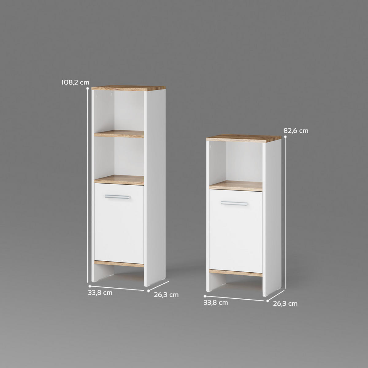 BADMÖBEL-SET Amalfi Weiß/Goldkraft Eiche 2 Teile - Honigeiche/Weiß, Holzwerkstoff (33.8/108.2/26.3cm) - Livinity®