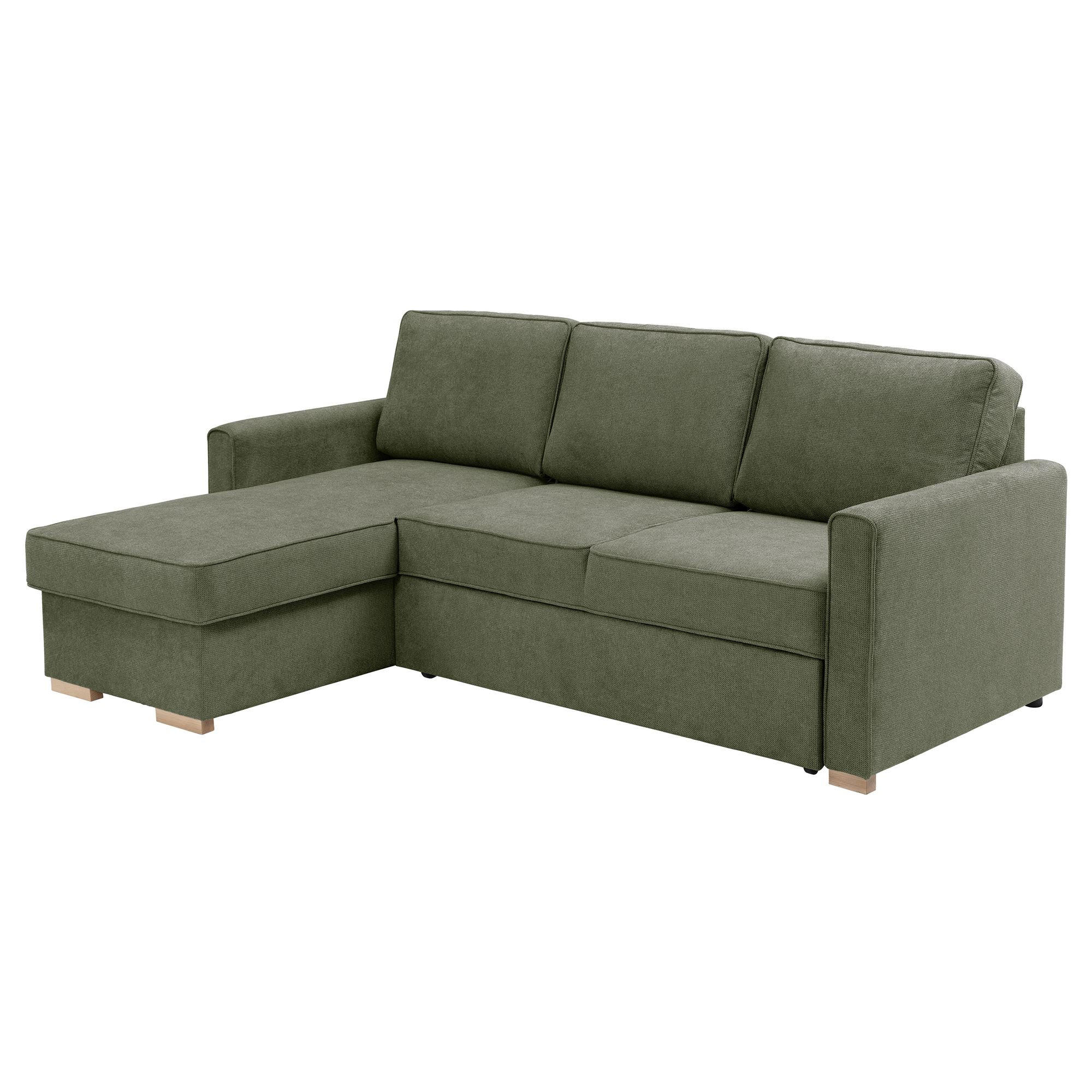 ECKSOFA mit Auszugsbett Kaysa Flachgewebe grün - Grün, Kunststoff (160/229cm) - 58aufmkessel