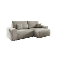 ECKSOFA MILKY 255/148 in Bouclé Grau-Beige rechts - Graubraun, Holz/Holzwerkstoff (255/148cm) - Deine Möbel 24