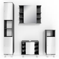 BADMÖBEL-SET Fynn Anthrazit 4 Teile - Weiß Hochglanz/Anthrazit, Holzwerkstoff (60/54/32cm) - Vicco
