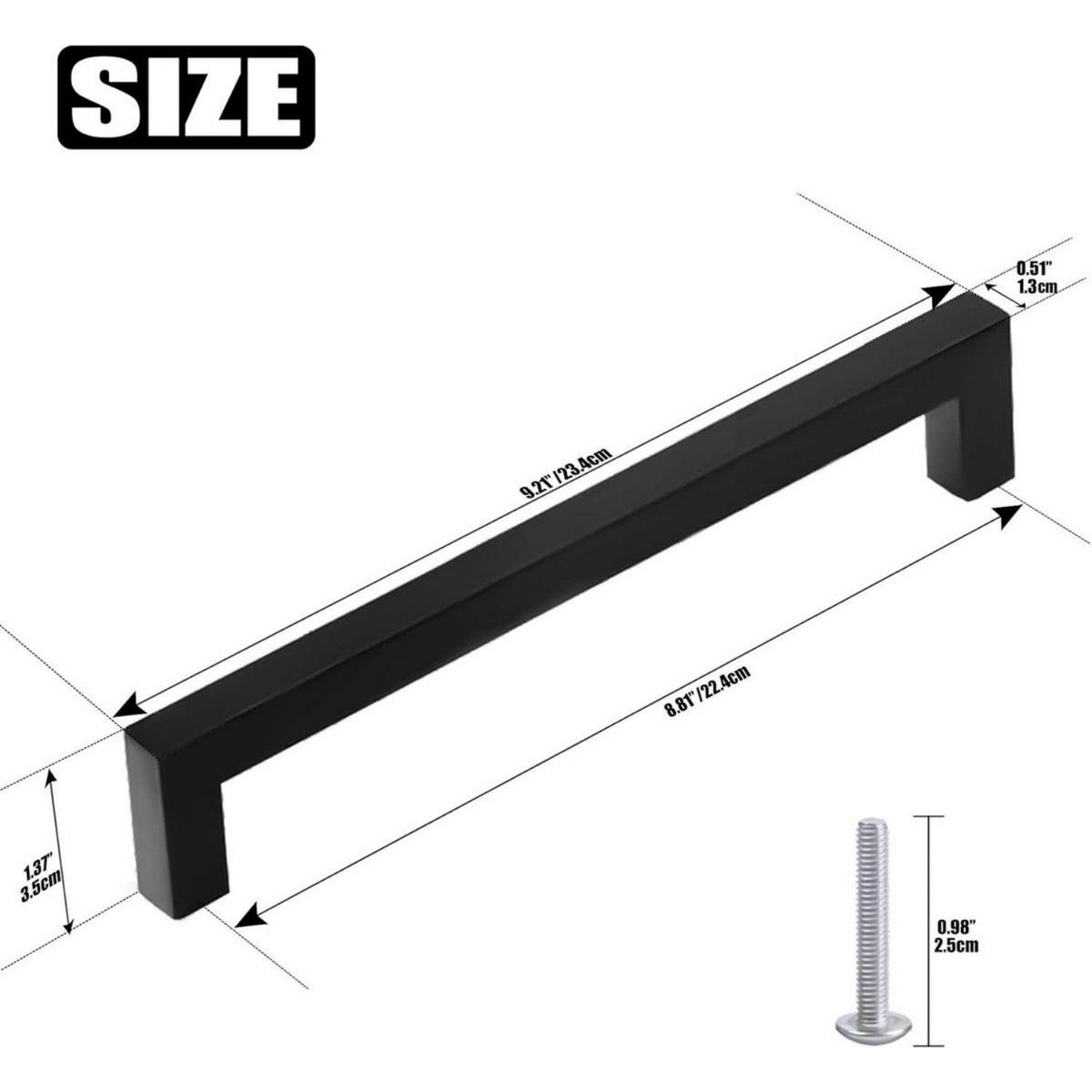 EDELSTAHLGRIFF 6er-Set Schwarz 236 x 35 x 12 mm Lochabstand 224 mm mit Bolzen - Schwarz, Metall (3.5/1.2/23.6cm) - MCBOSON