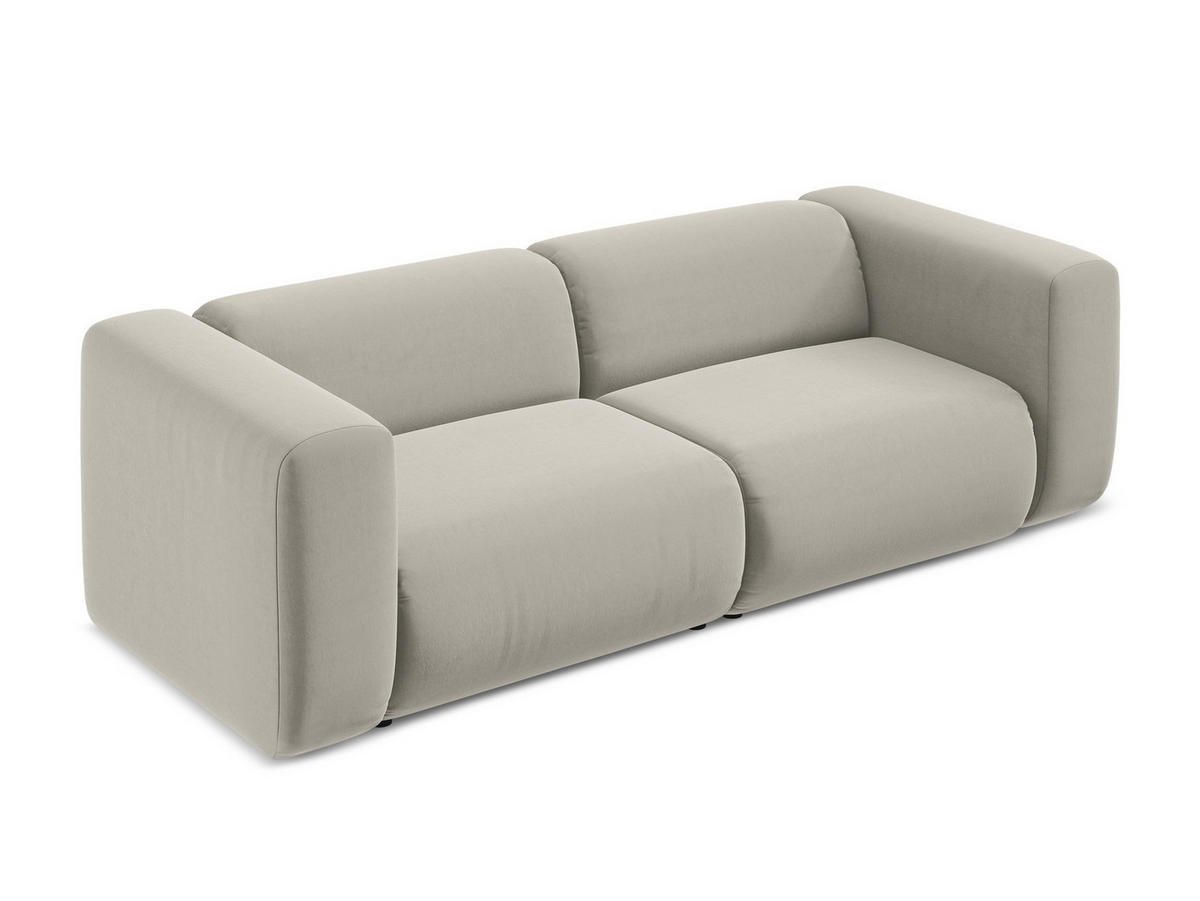 3-SITZER SOFA Samt Stoff Creme - Perlmutt/Creme, Kunststoff/Textil (228/70/89cm) - Makamii