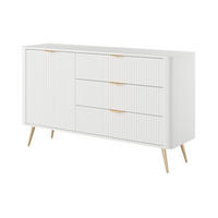 KOMMODE 138 cm Brando mit Schubladen, 1 Tür, Weiß - Goldfarben/Weiß, Holz/Metall (138/81/38cm) - Emporius