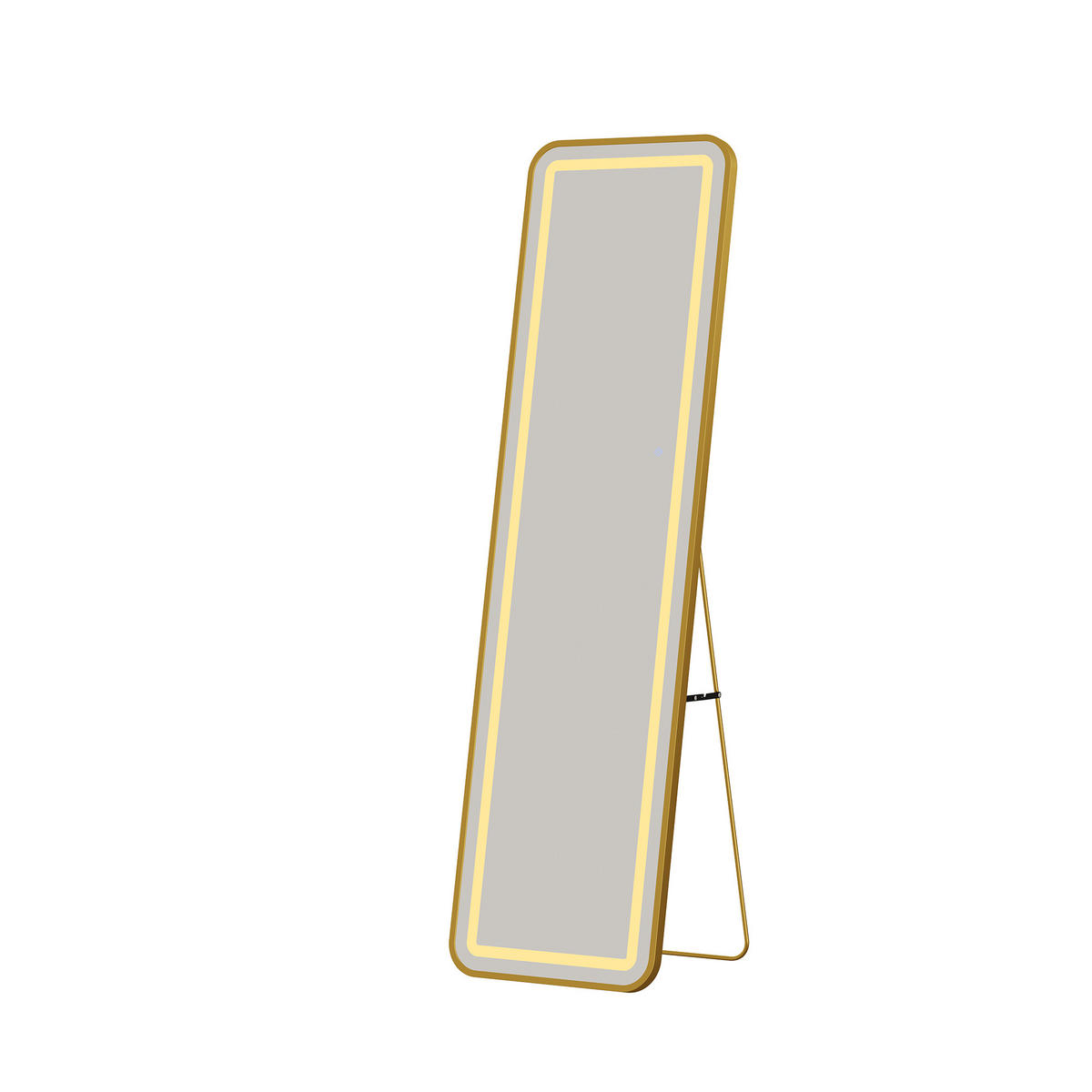 WANDSPIEGEL LED 150 x 40 cm aus Sicherheitsglas, abgerundete rechteckige Form, gold - Goldfarben, Metall (40/150/3cm)