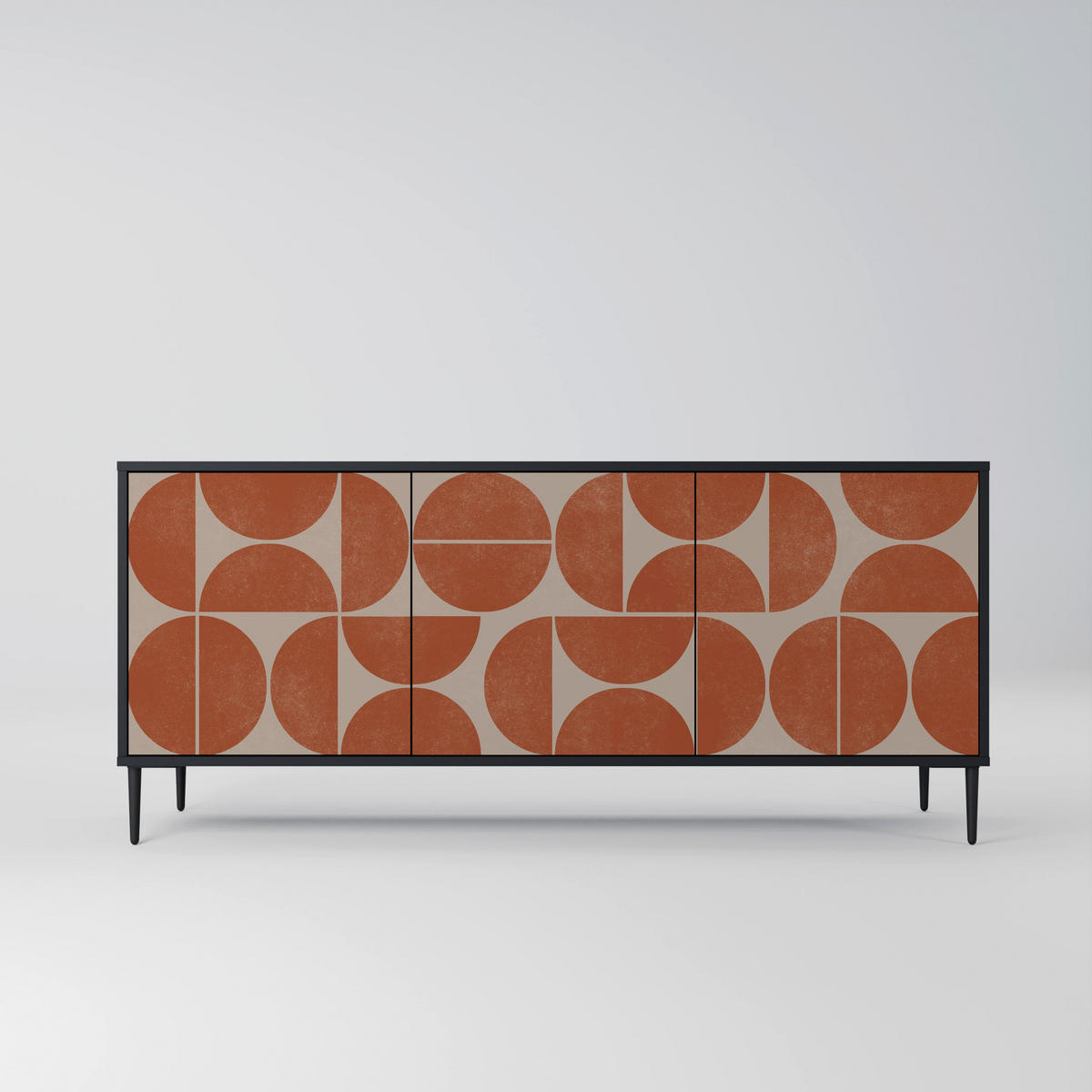 SIDEBOARD REPETITION COMPULSION, Eicheneffekt, 164,5x42x77,5 cm, 3 Türen - Eichefarben/Buchefarben, Holzwerkstoff/Buchenholz (164.5/77.5/42cm) - SpaceRebels