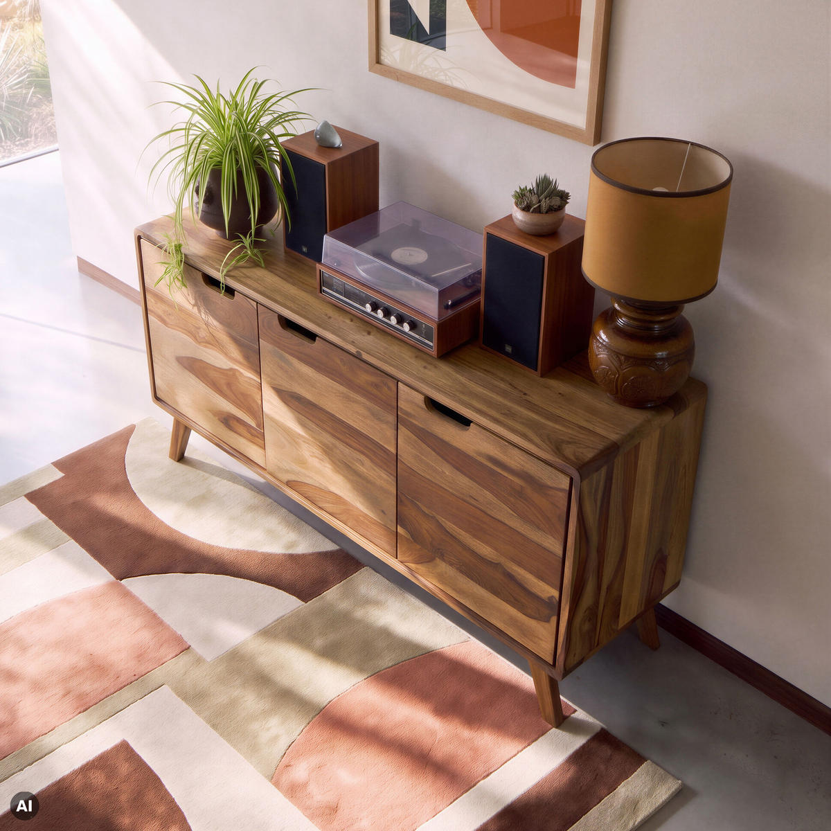 SIDEBOARD Sheesham 134x40x65 natur sandgestrahlt lackiert MALMÖ 2 #206 - Naturfarben, Holz (134/65/40cm) - Massivmoebel24