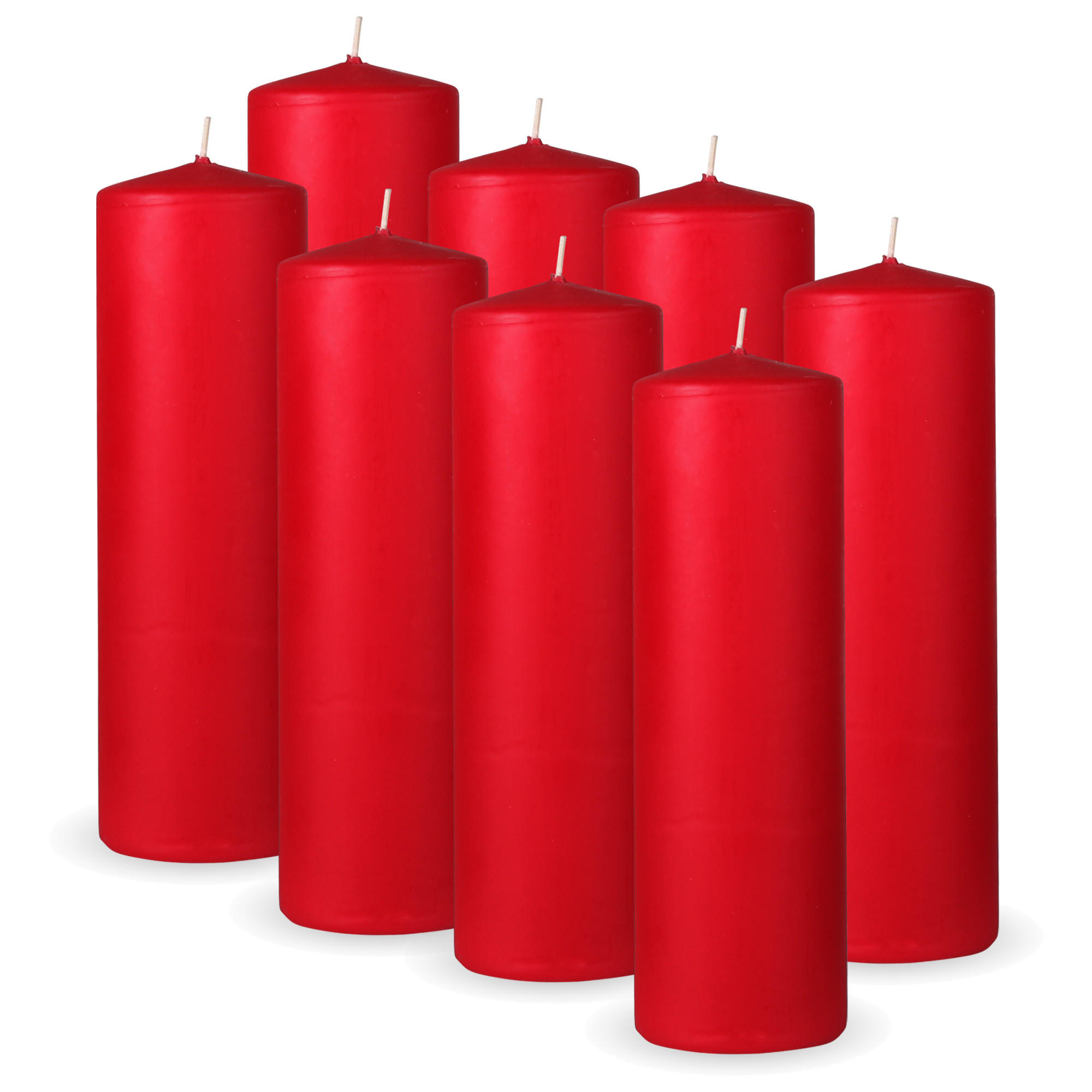 STUMPENKERZEN 8er Pack "Dunkelrot", Größe Ø7cm x Höhe: 20 cm - Dunkelrot, Naturmaterialien (7/20cm) - Bestlivings