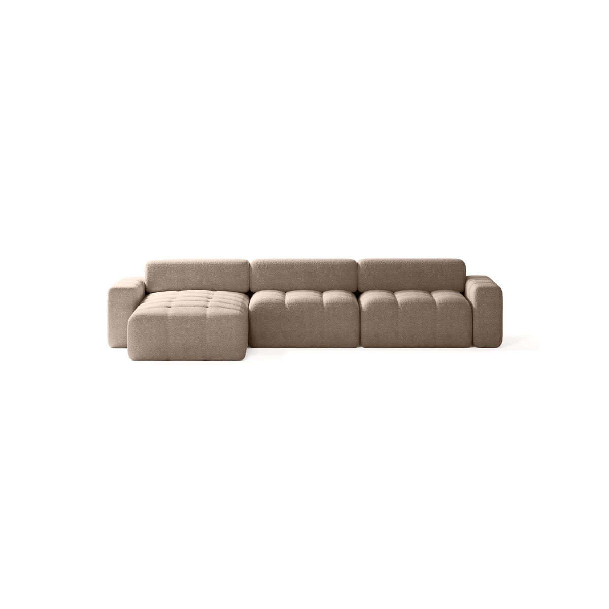 ECKSOFA Bouclé-Stoff 8 Sitzer Bornum So, Braun - Braun, Textil (346/170cm) - Meblito