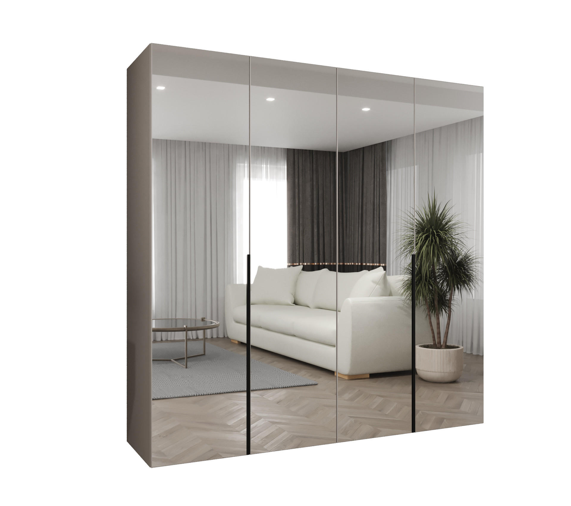 Abiks Möbel DREHTÜRENSCHRANK Kaschmir, Schwarz 200cm × 52cm × 202cm