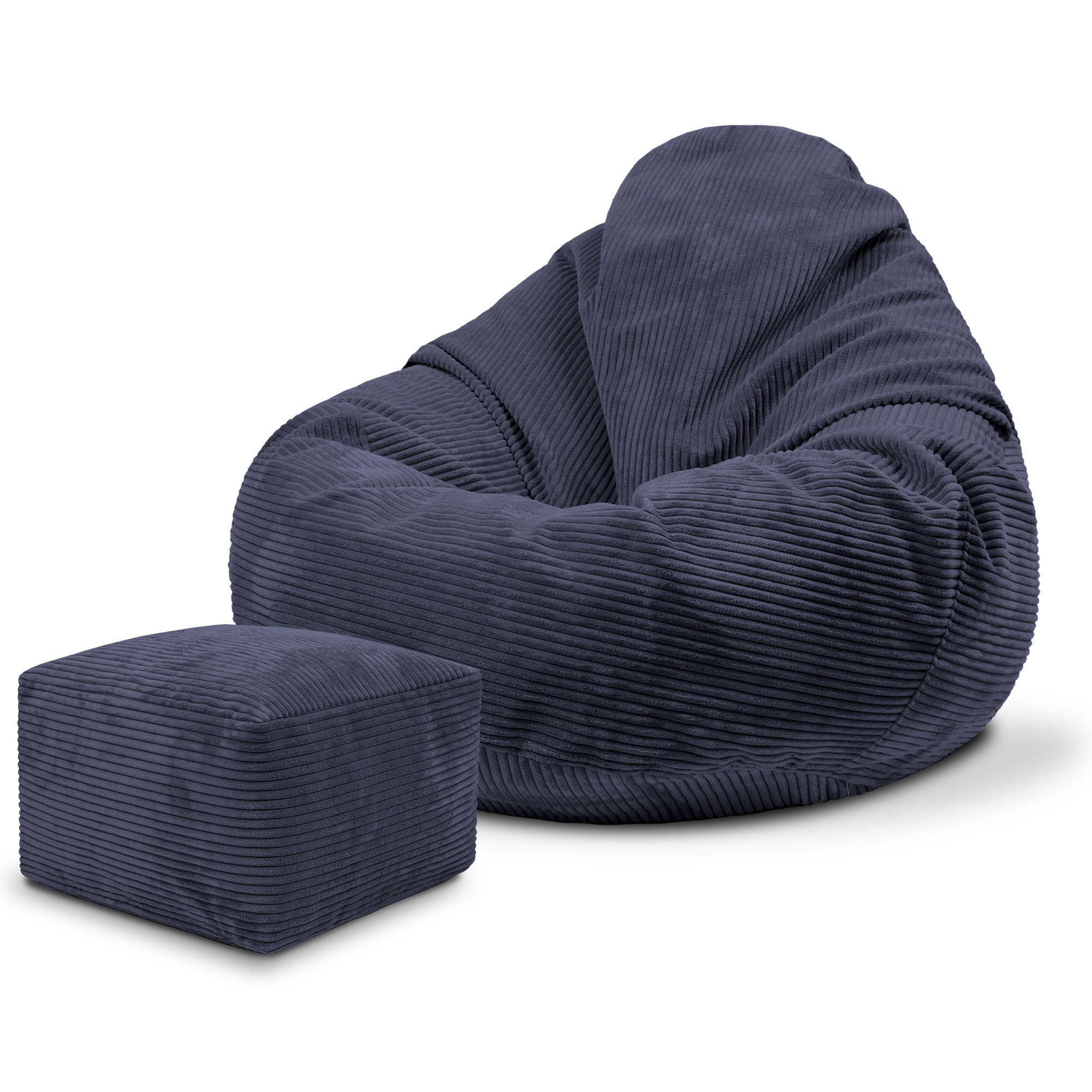 SITZSACK PARADISE MIT FUßSTÜTZE Kordsamt 2-tlg Blueberry Pie S - Dunkelblau, Textil (70/70/70cm) - Dreamroots
