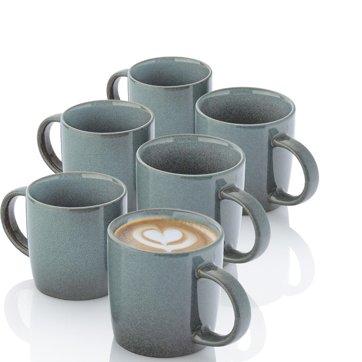 KAFFEEBECHER KAIRO OCEAN - 6 teilig aus Steingut - Blau, Stein (0.4L) - Sänger