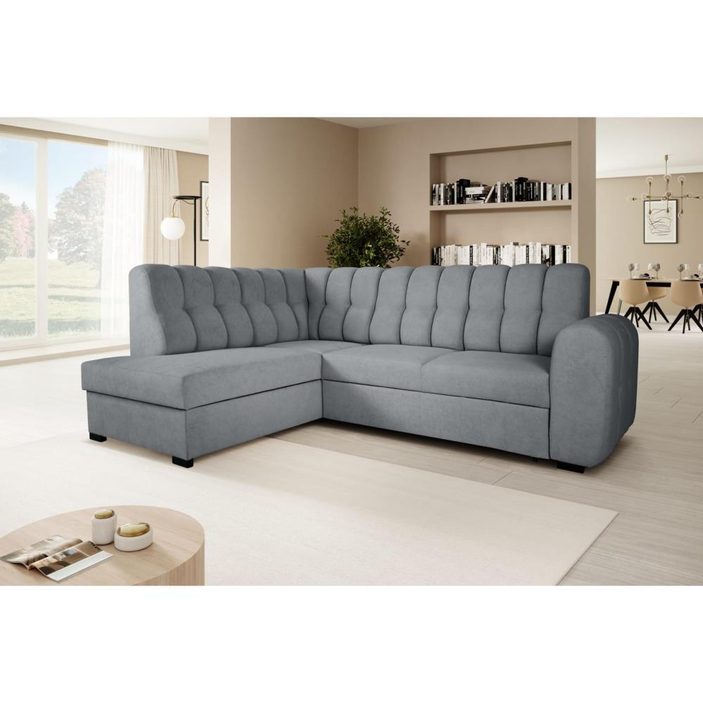 ECKSCHLAFSOFA Zoja links grau - Schwarz/Grau, Textil (261/193cm) - Beautysofa