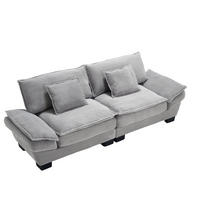 2-SITZER-SOFA aus Samt 224x81x81 cm Hellgrau mit tiefem Sitz, gepolsterten Armlehnen und 2 Kissen - Grau, Textil (81/81/224cm) - Modfu