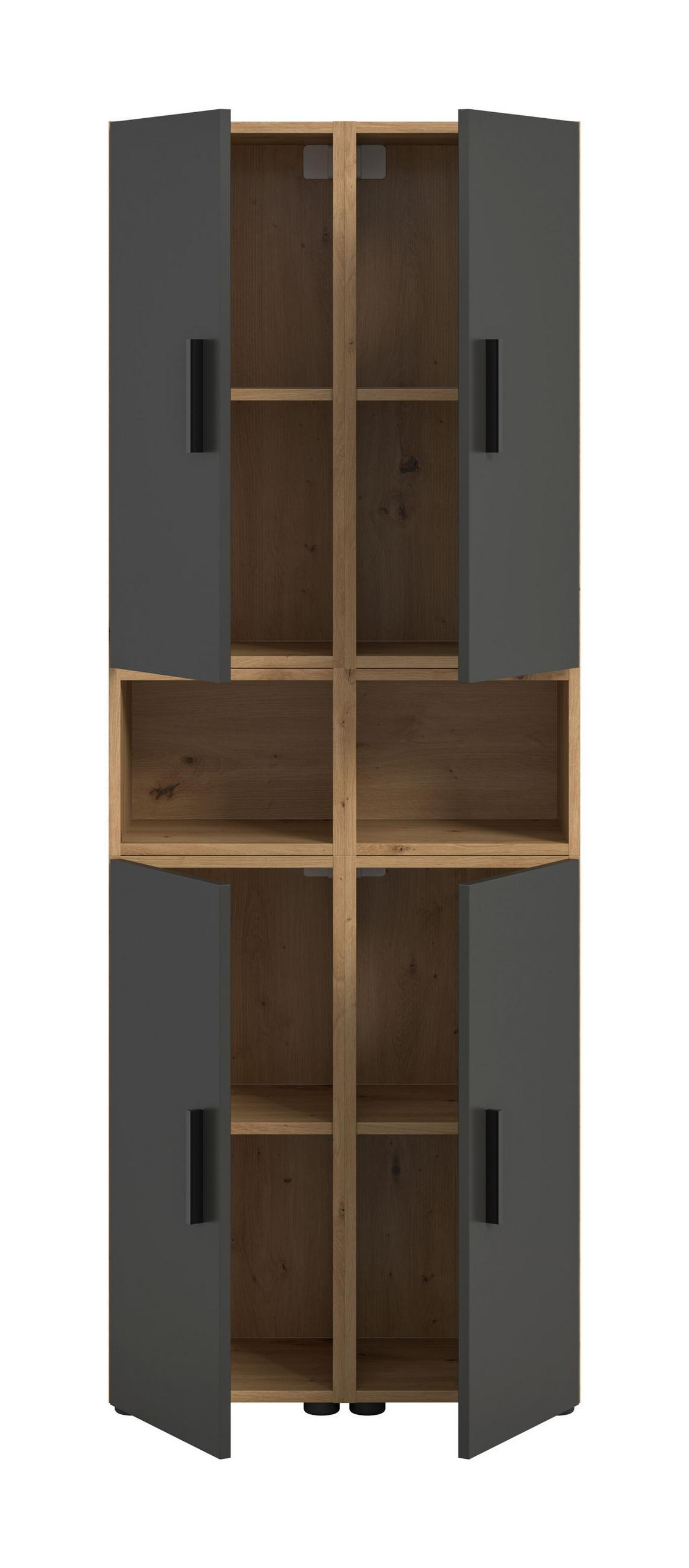 WOHNWAND The One Basalt grau 65/34/178 cm - Braun, Holzwerkstoff (65/178/34cm) - Xonox