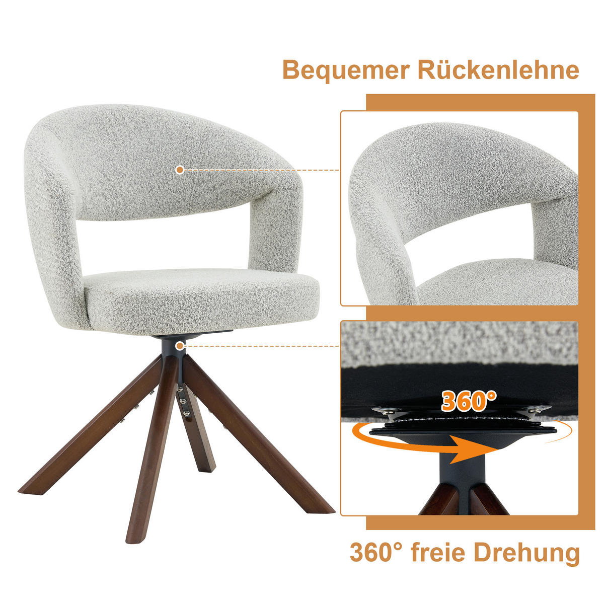 ARMLEHNSTUHL-SET DE-36634 2 Stück mit Massivholzbeinen Hellgrau - Hellgrau, Holz (47.5/81.5/47cm) - ComfortXL