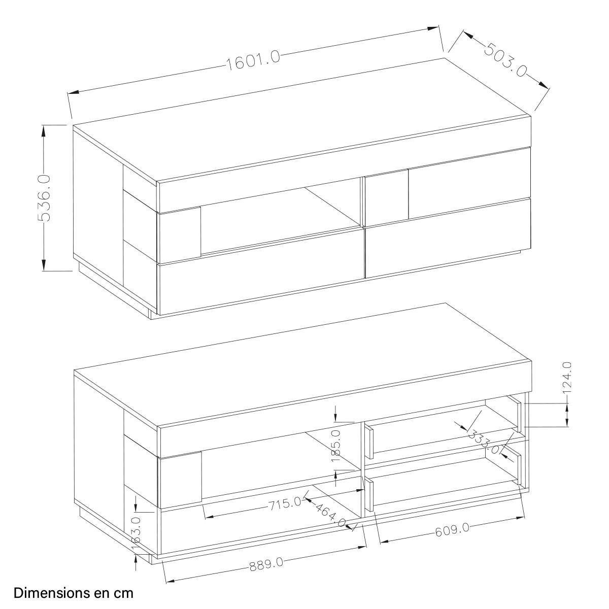 TV-MÖBEL Andrea Weiß und Holz - Weiß, Holzwerkstoff (160/54/50cm) - Petits-meubles