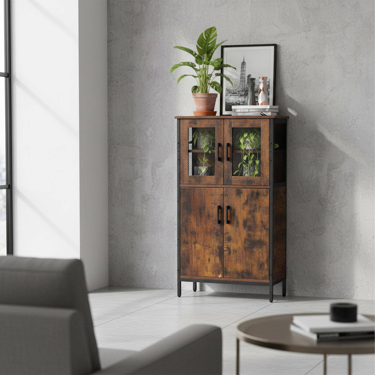 KUCHYNSKÁ skriňa - viacfarebná, kov/kompozitné drevo (60/108/30cm) - Relaxdays