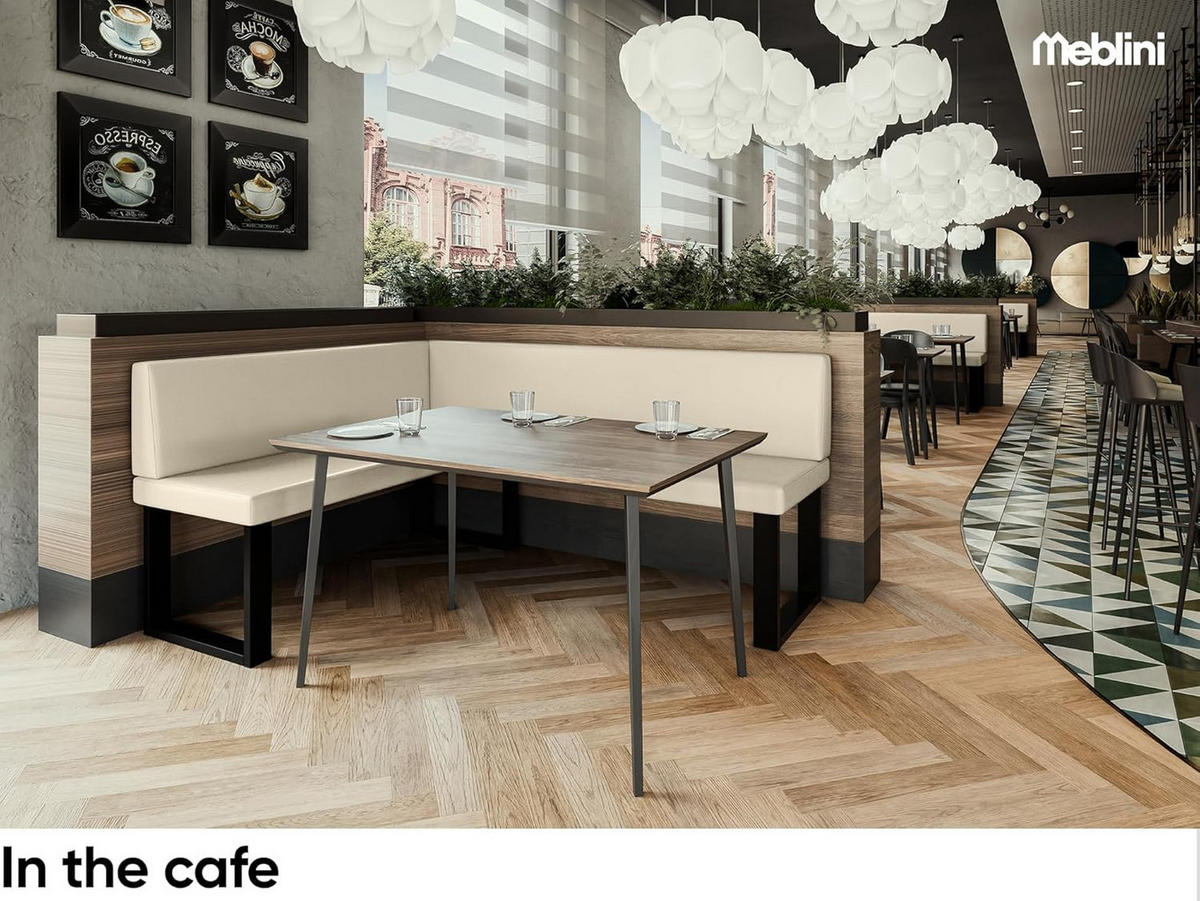 ECKBANK TONI_U - Creme, Leder (128/168cm) - Meblini