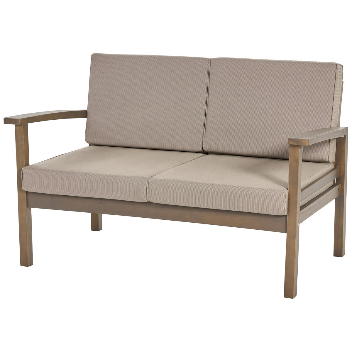 LOUNGE-SET 4-sitzer Akazienholz dunkelbraun Manila - Taupe/Dunkelbraun, Holz - Beliani
