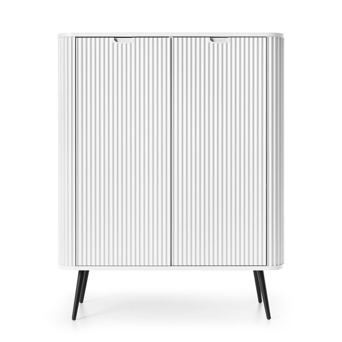 SIDEBOARD MORDEN KOM1 Abgerundeter Korpus Weiß Weiß - Weiß, Holzwerkstoff/Kunststoff (103/129/39cm) - Komodee