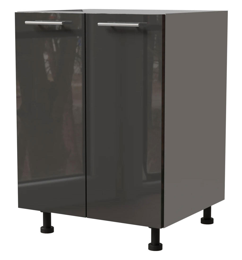 KÜCHENUNTERSCHRANK Essen D11/60 Graphit Hochglanz / Grau Matt 60 / 50 / 82cm - Graphitfarben/Grau, Holz/Holzwerkstoff (60/82/50cm) - Feldmann-Wohnen