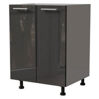 KÜCHENUNTERSCHRANK Essen D11/60 Graphit Hochglanz / Grau Matt 60 / 50 / 82cm - Graphitfarben/Grau, Holz/Holzwerkstoff (60/82/50cm) - Feldmann-Wohnen