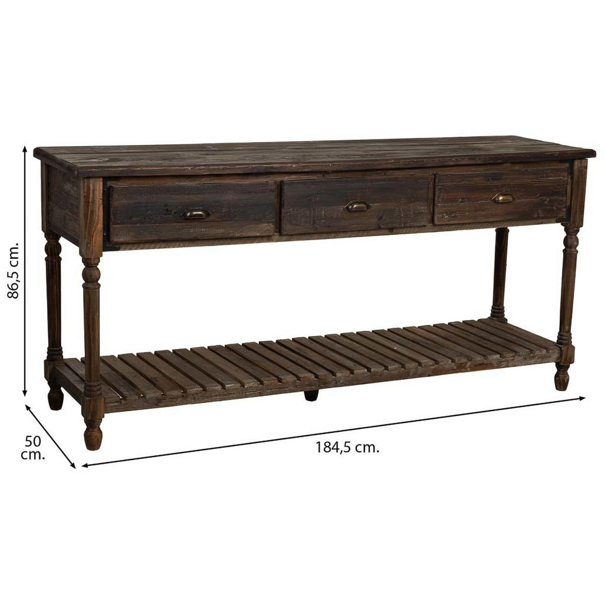 FLURTISCH aus gealtertem Holz 185x50x87 - Braun, Holz (50/184.5/86.8cm) - Wanderlust
