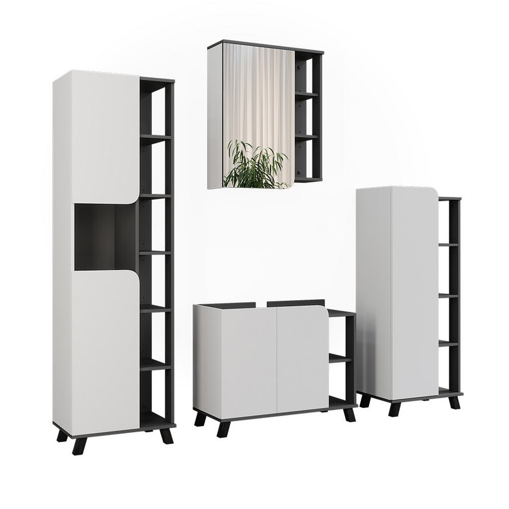 SET MOBILIER BAIE Karen, antracit/Alb, 4 piese