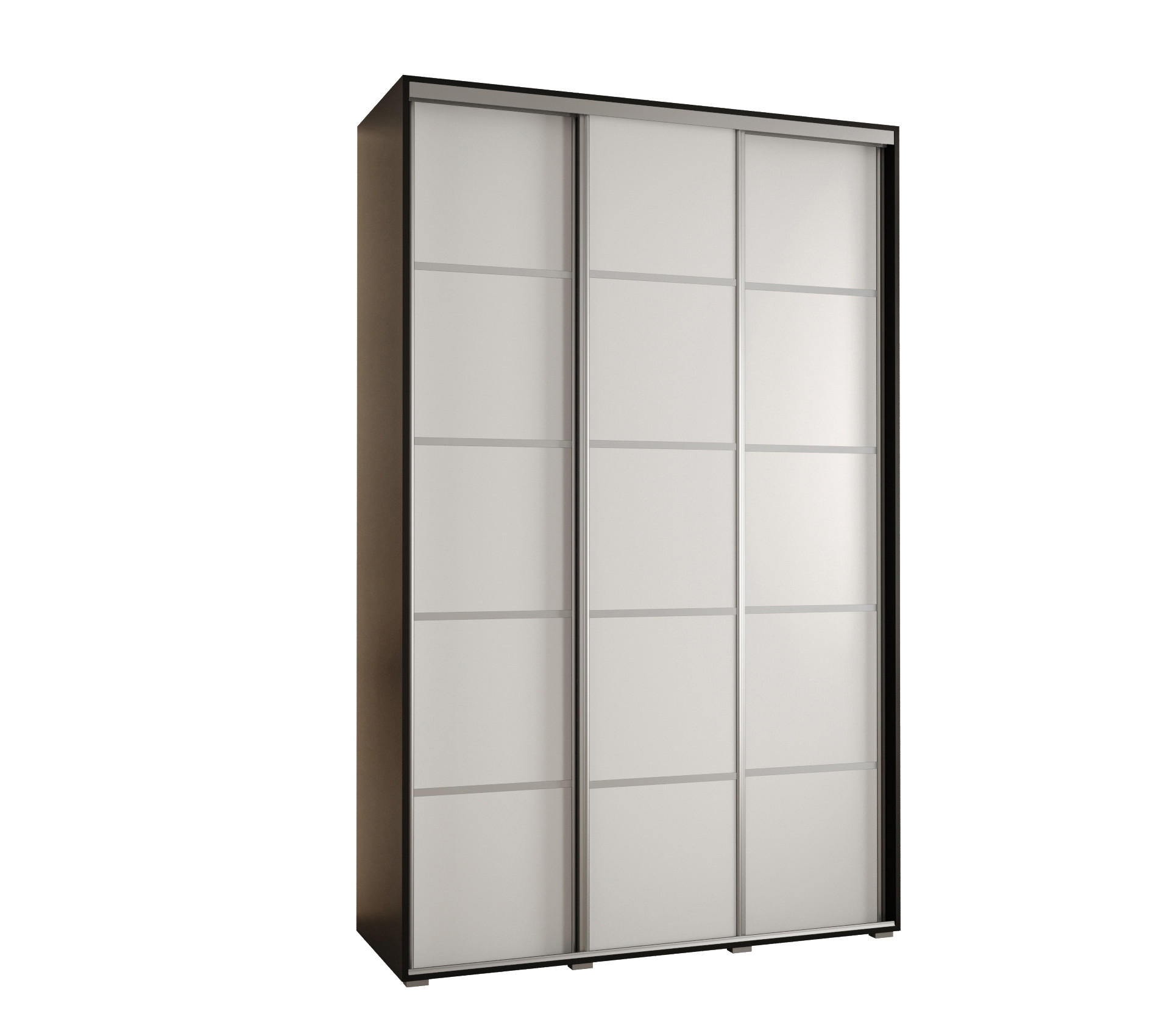 Abiks Möbel Schwebetürenschrank Schwarz, Weiß, Silber 150x235x45 cm