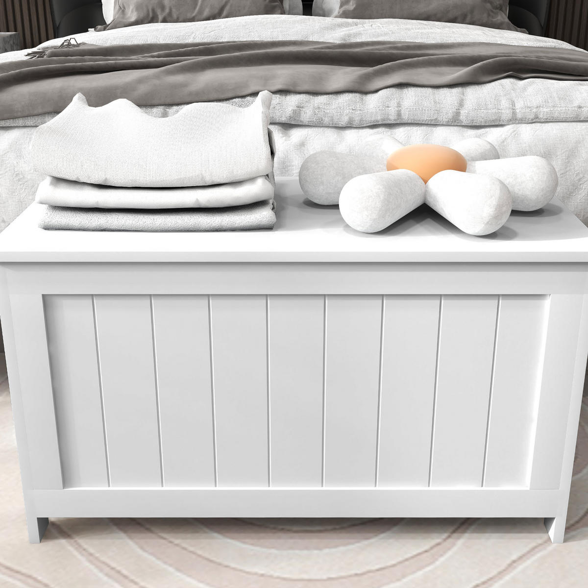 AUFLAGENBOX, MDF, Weiß, 81 x 40 x 46 cm - Weiß, Holzwerkstoff (40/46/81cm) - HOMCOM