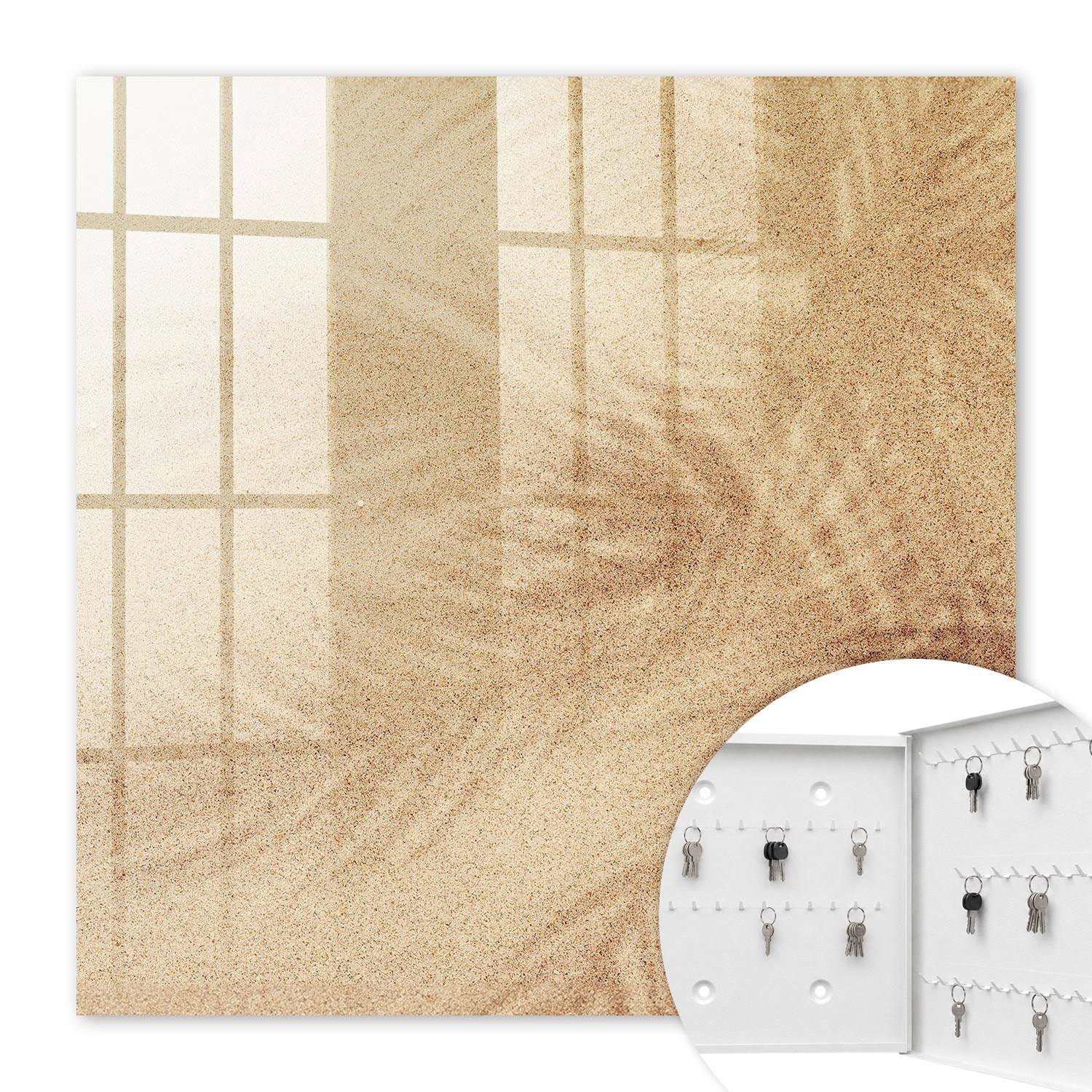 SCHLÜSSELBOX Weiß 30x30 cm – Türöffnung nach rechts - Schaumspuren - Beige, Metall (30/30/5cm) - TULUP
