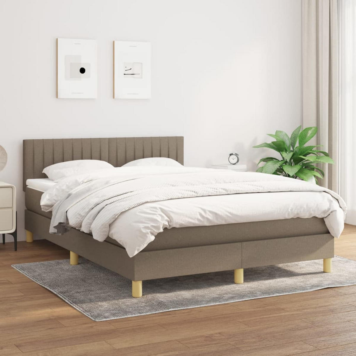 BOXSPRINGBETT Mit Matratze Taupe 140/190 Cm Stoff - Taupe, Textil (140/190cm) - vidaXL