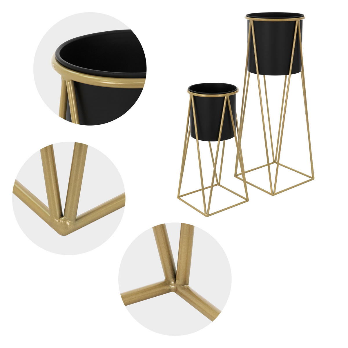 BLUMENSTÄNDER 2er Set - Goldfarben, Metall (25/25/71cm) - ML-DESIGN