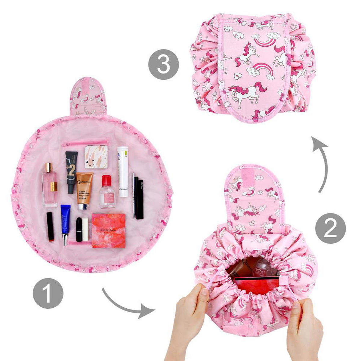 KOSMETIKTASCHE mit Reißverschlussfächern - Rosa, Kunststoff (54/62cm) - Intirilife