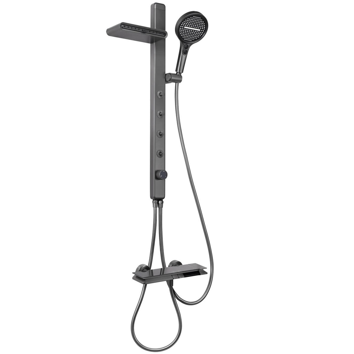DUSCHGARNITUR Rea Karl Titanium - Titanfarben, Metall (33.5/175/10.5cm) - REA