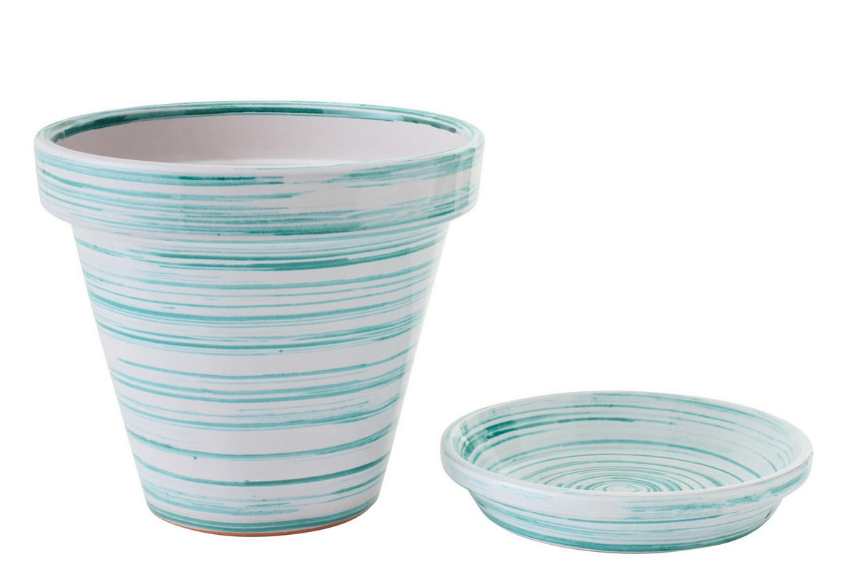 BLUMENTOPF MW Grün - Weiß, Keramik (35/33cm) - J-Line