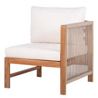 LOUNGESESSEL MIT 1 ARMLEHNE - Akazie massiv / Polyester - Braun / Beige - Beige/Braun, Holz/Textil (65/76/66cm) - home24