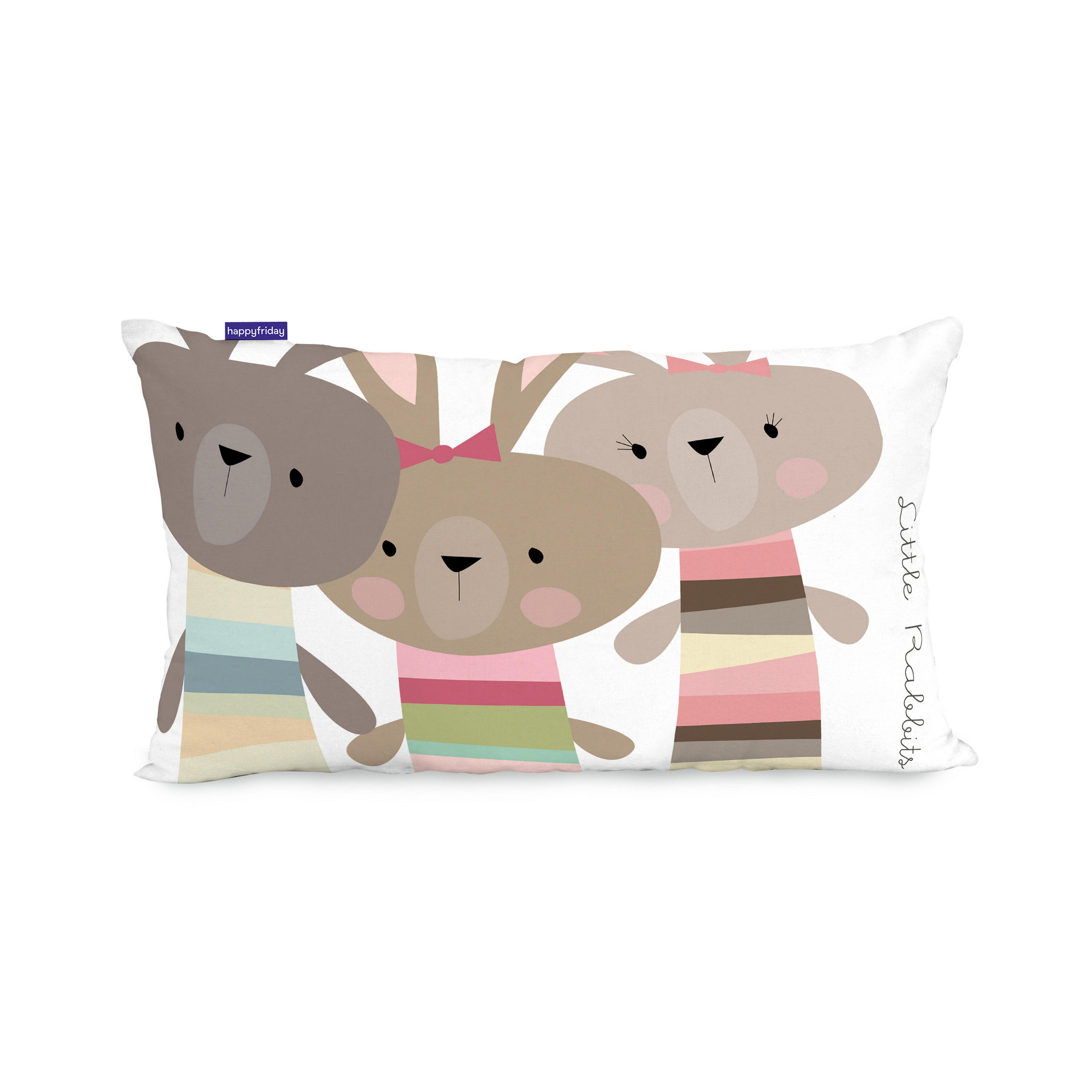 KISSENBEZUG rabbit family 50x30 cm mehrfarbig - Multicolor, Textil (50/30cm) - Happy Friday