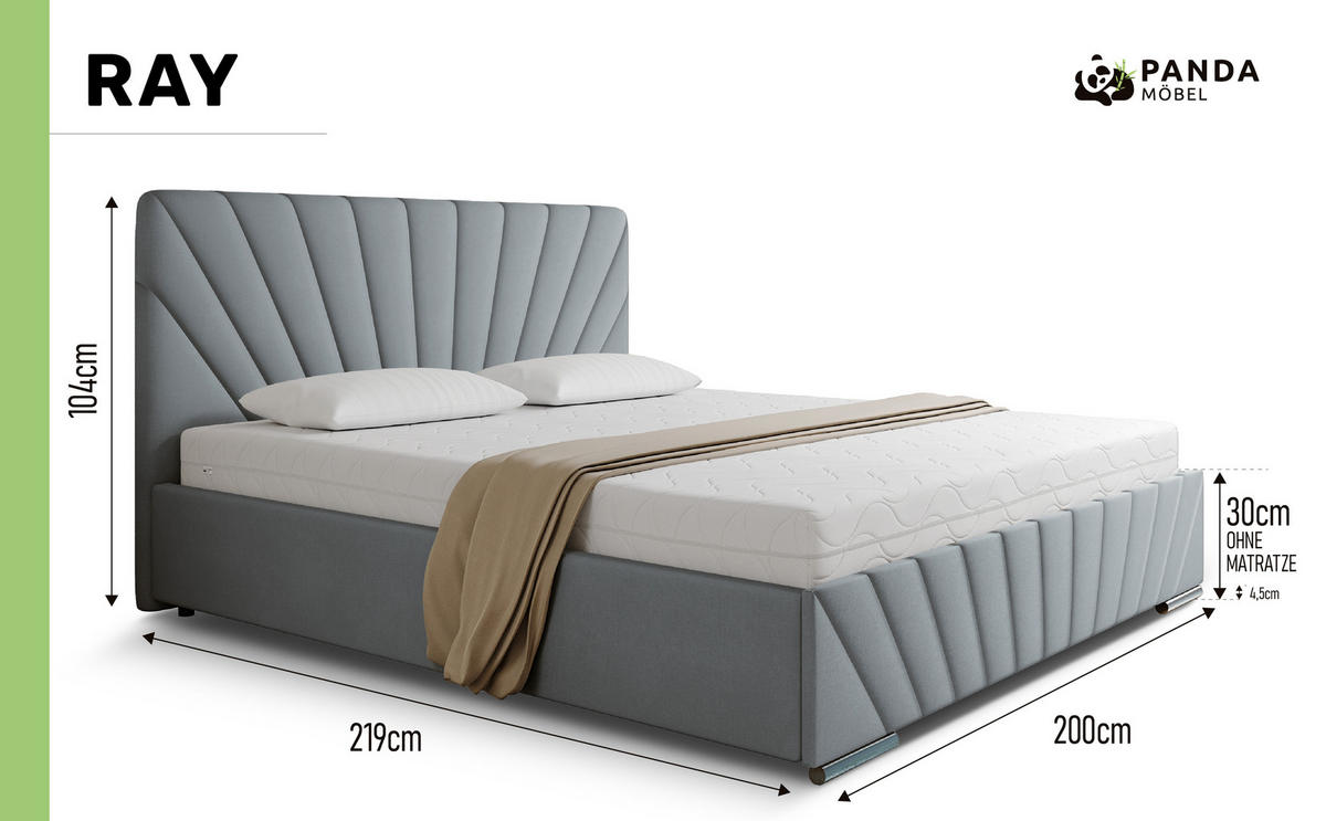 POLSTERBETT Ray 180 x 200 cm mit Bettkasten und Lattenrost ohne matratze- rosa - Rosa, Holz (180/200cm) - Panda Möbel