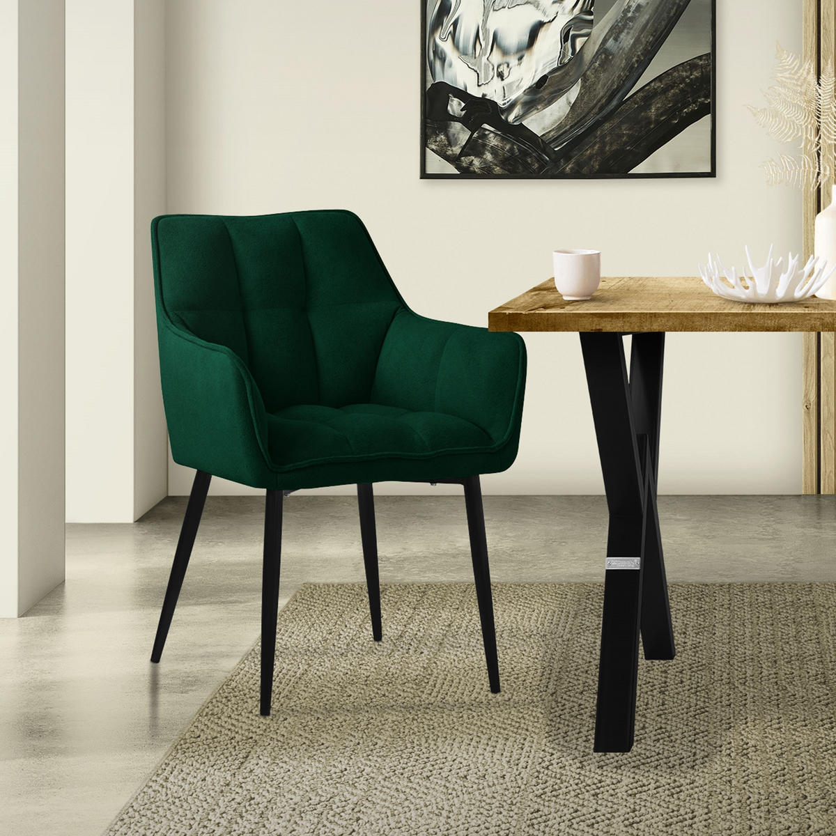 ESSZIMMERSTUHL dunkelgrün - Dunkelgrün, Textil (63/90/57cm) - ML-DESIGN