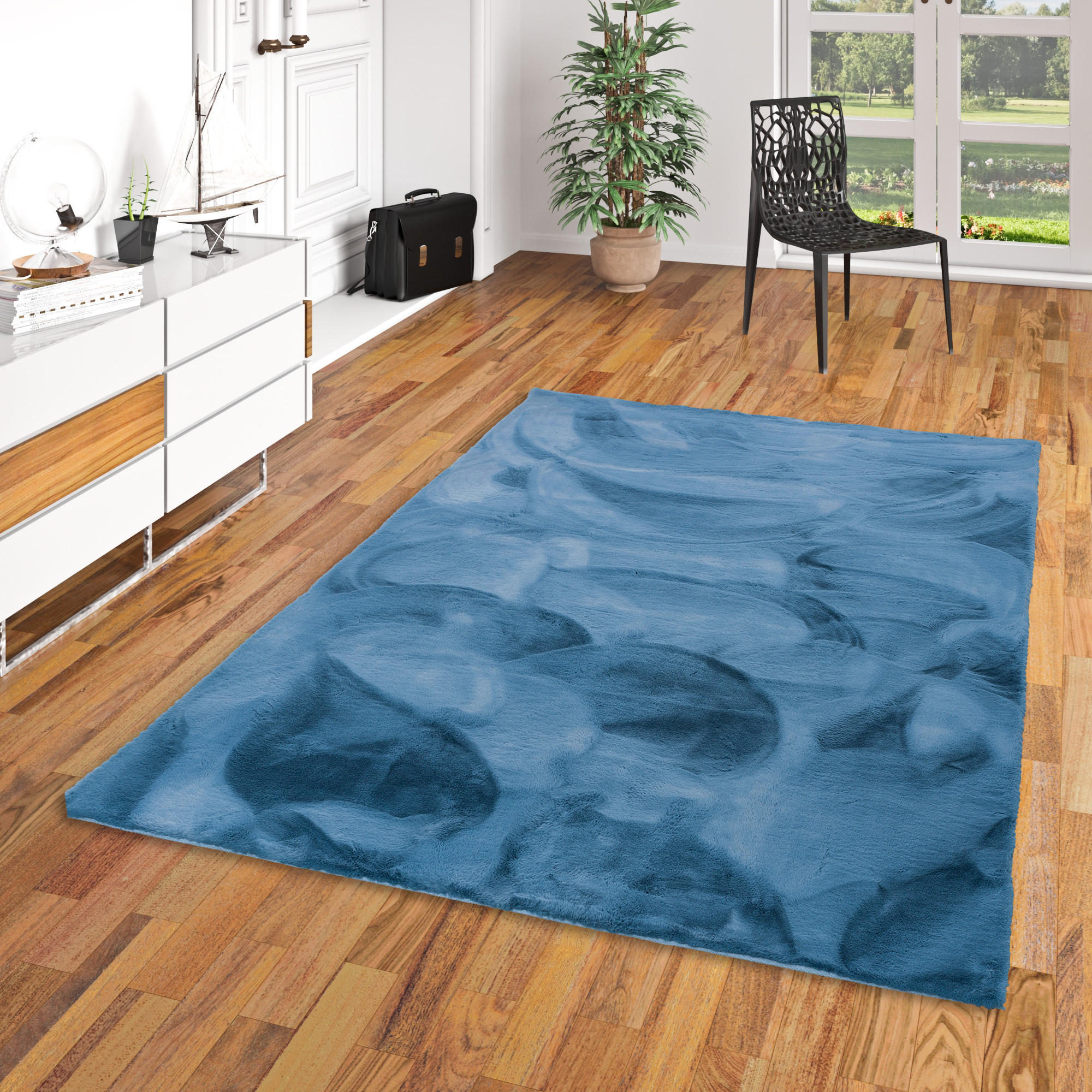 FELLTEPPICH LUXUS SUPER SOFT PLUSH - Blau, Textil (120/170cm) - Pergamon