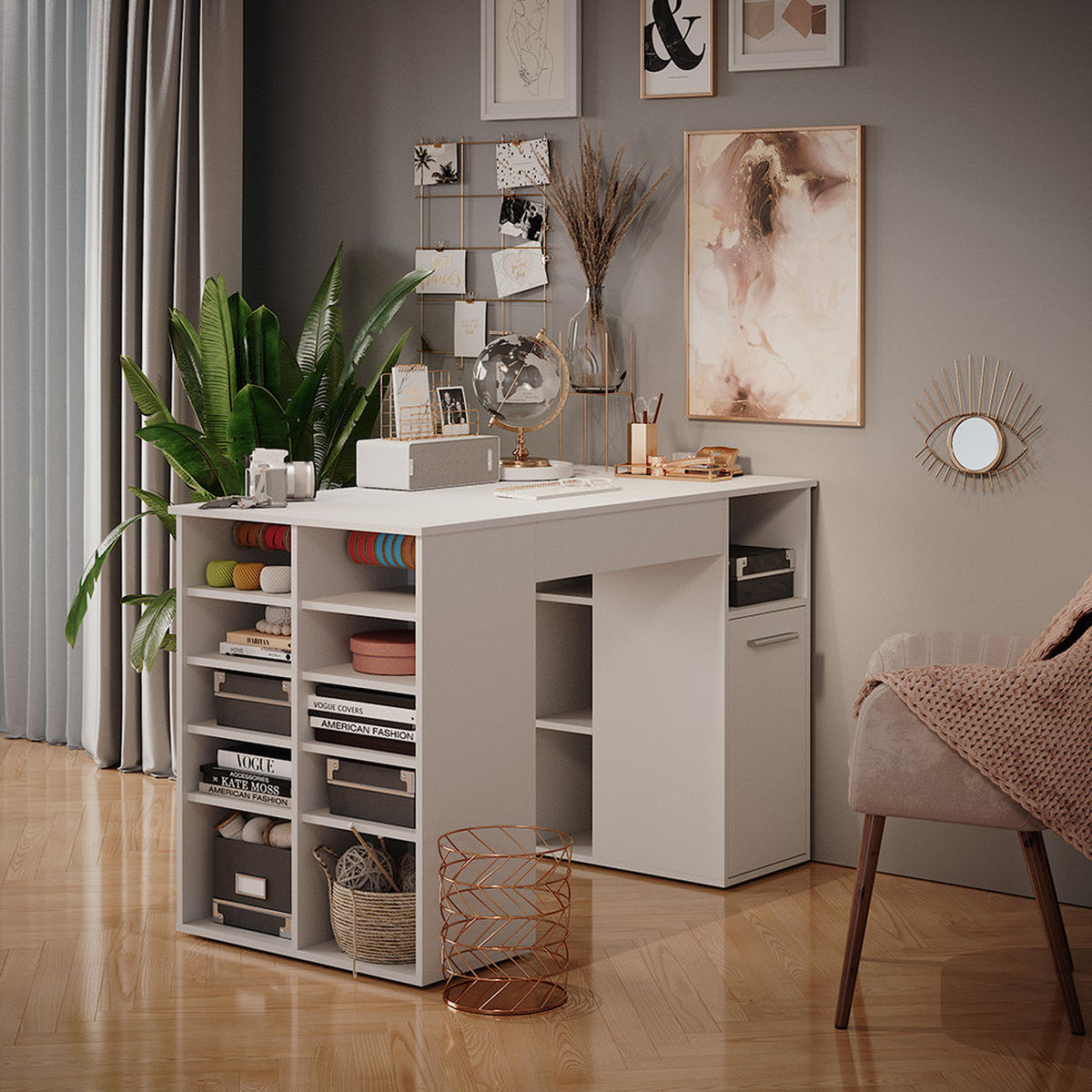 PSACÍ STŮL Victoria Bílá - bílá, kompozitní dřevo (68/135/86cm) - Vicco