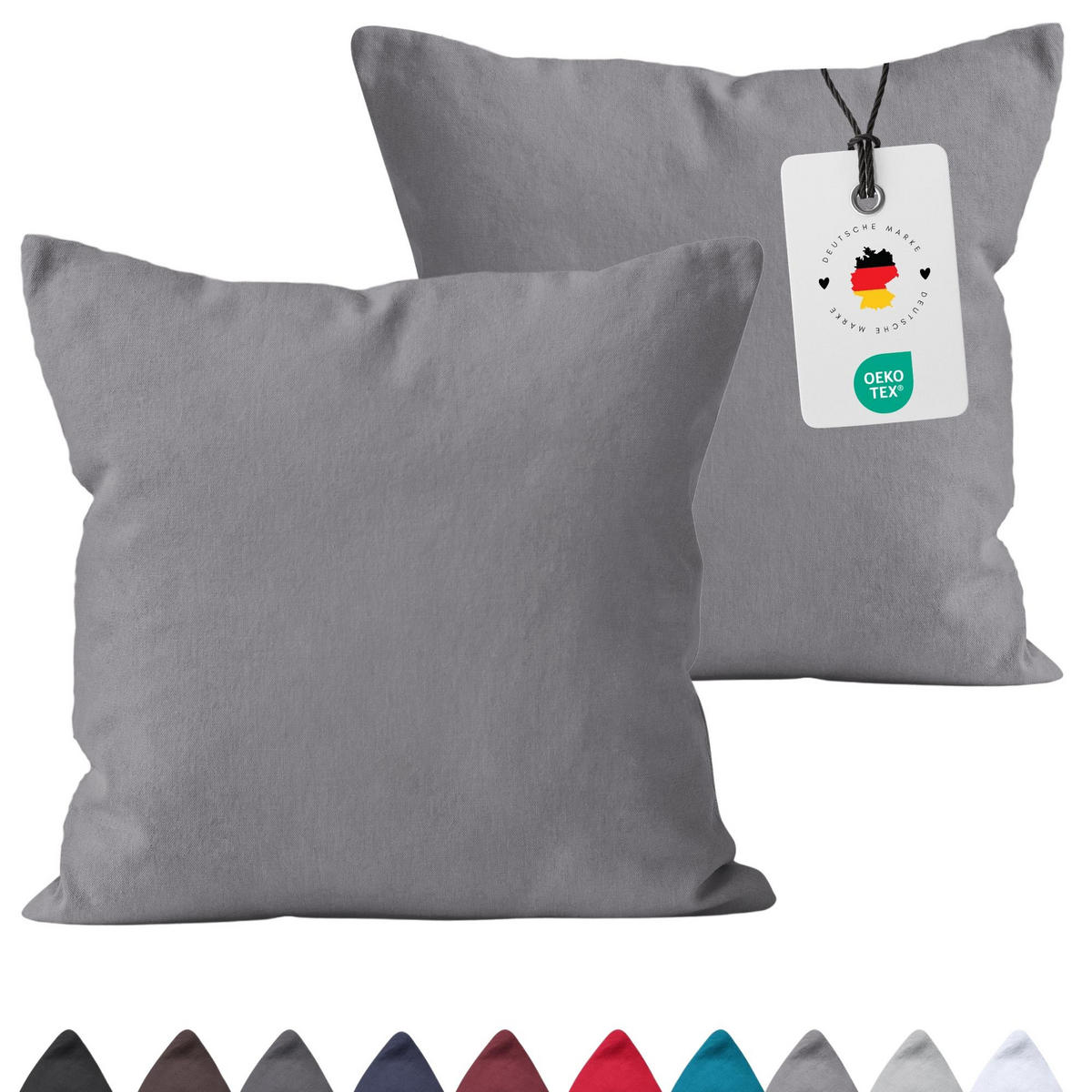 KISSENBEZUG 40x40 cm aus 100% Baumwolle, Kissenhülle Grau Uni - Grau, Textil (40/40cm) - Carpe Sonno