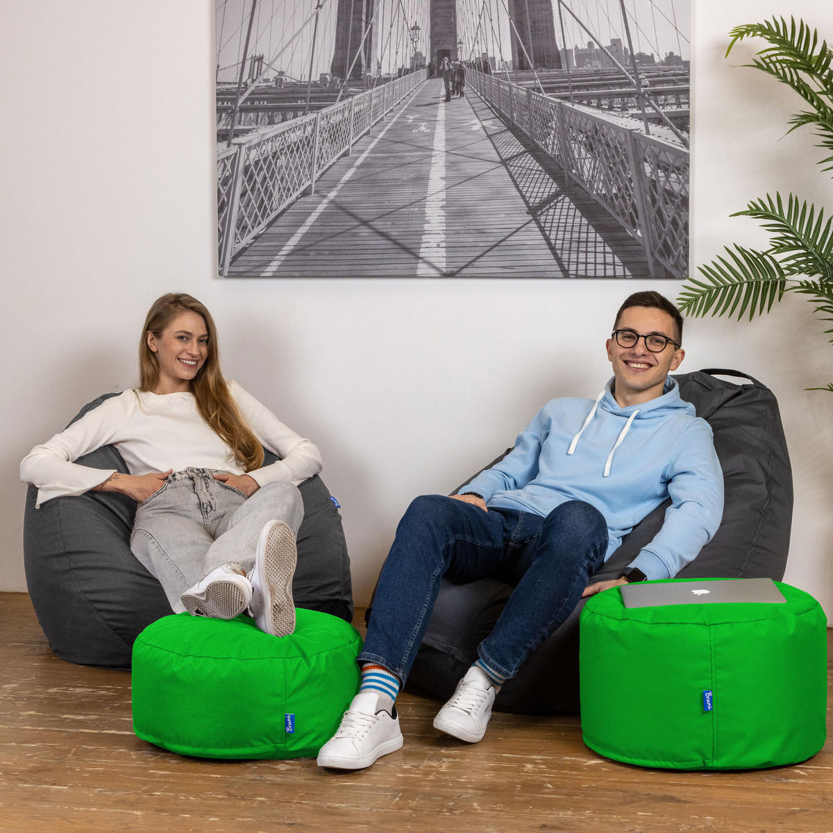 POUF M grün - Grün, Textil (500/200/500cm) - Bruni