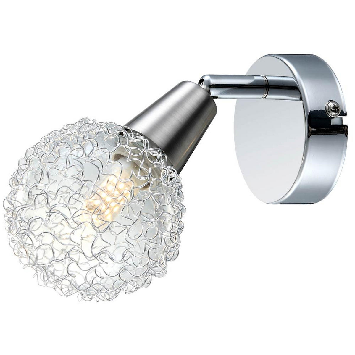 LED WANDLEUCHTE CICER Silber Aluminiumgeflecht - Silberfarben, Glas (9/16/15cm) - Globo Lighting