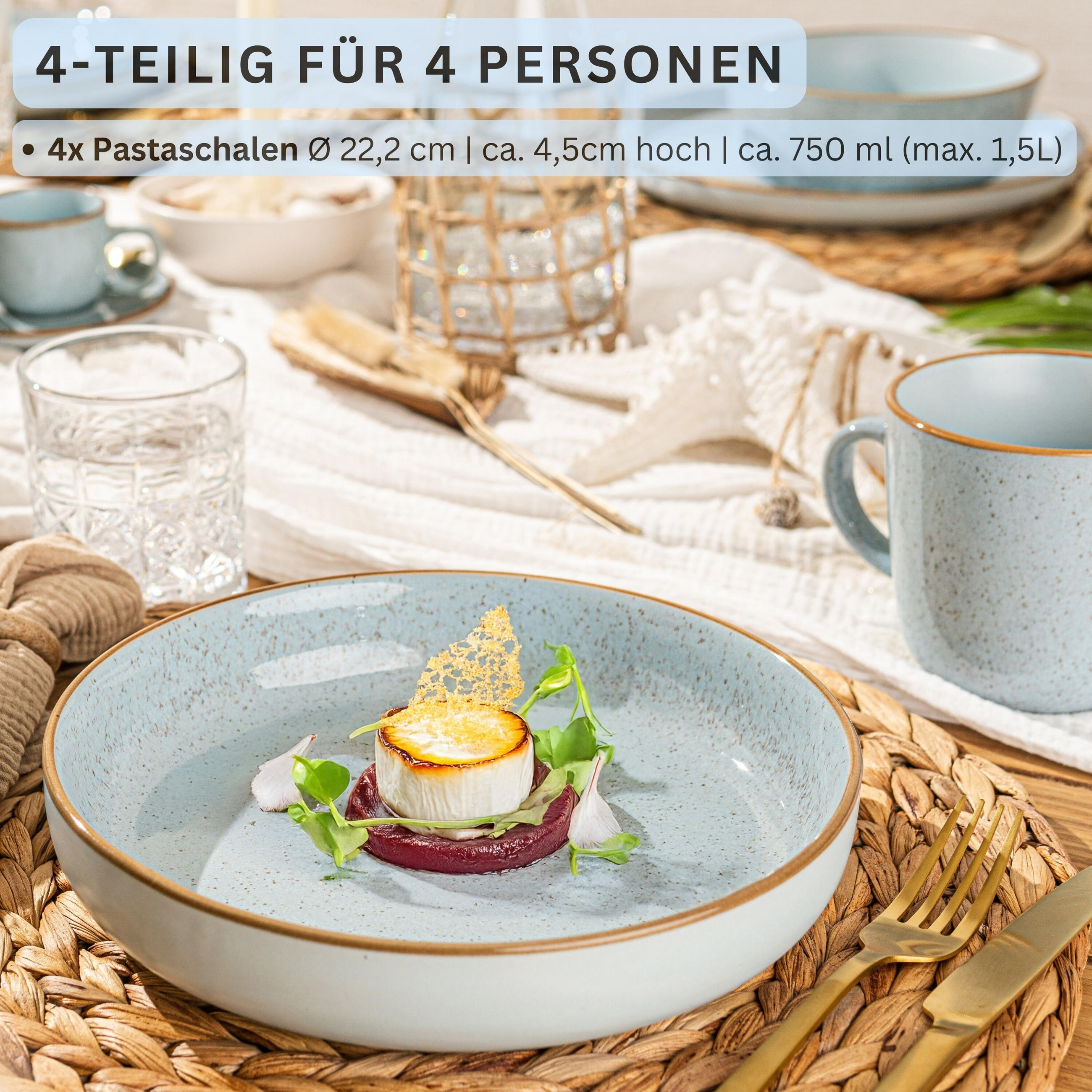 PASTASCHALEN SET RIO - 4 teilig aus Steingut - Multicolor, Keramik (17cm) - Sänger