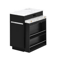 KÜCHENINSEL ausziehbar 58-154/80,5/94 cm mit LED DE-39572 Schwarz - Schwarz, Holzwerkstoff (80.5/94/58cm) - ComfortXL
