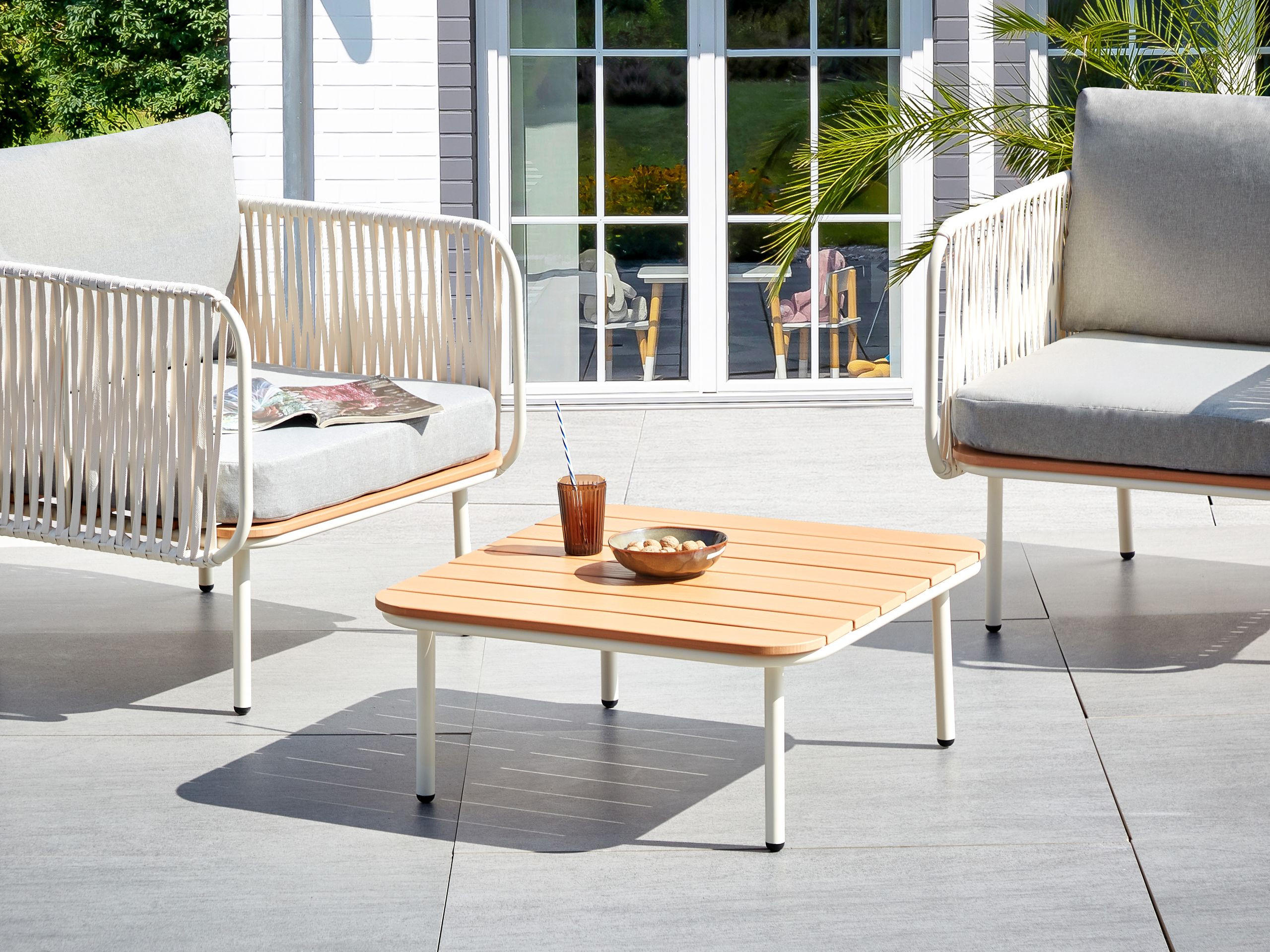LOUNGETISCH Heller Holzfarbton Senise - Hellbraun/Weiß, Metall (74/74/28cm) - Beliani