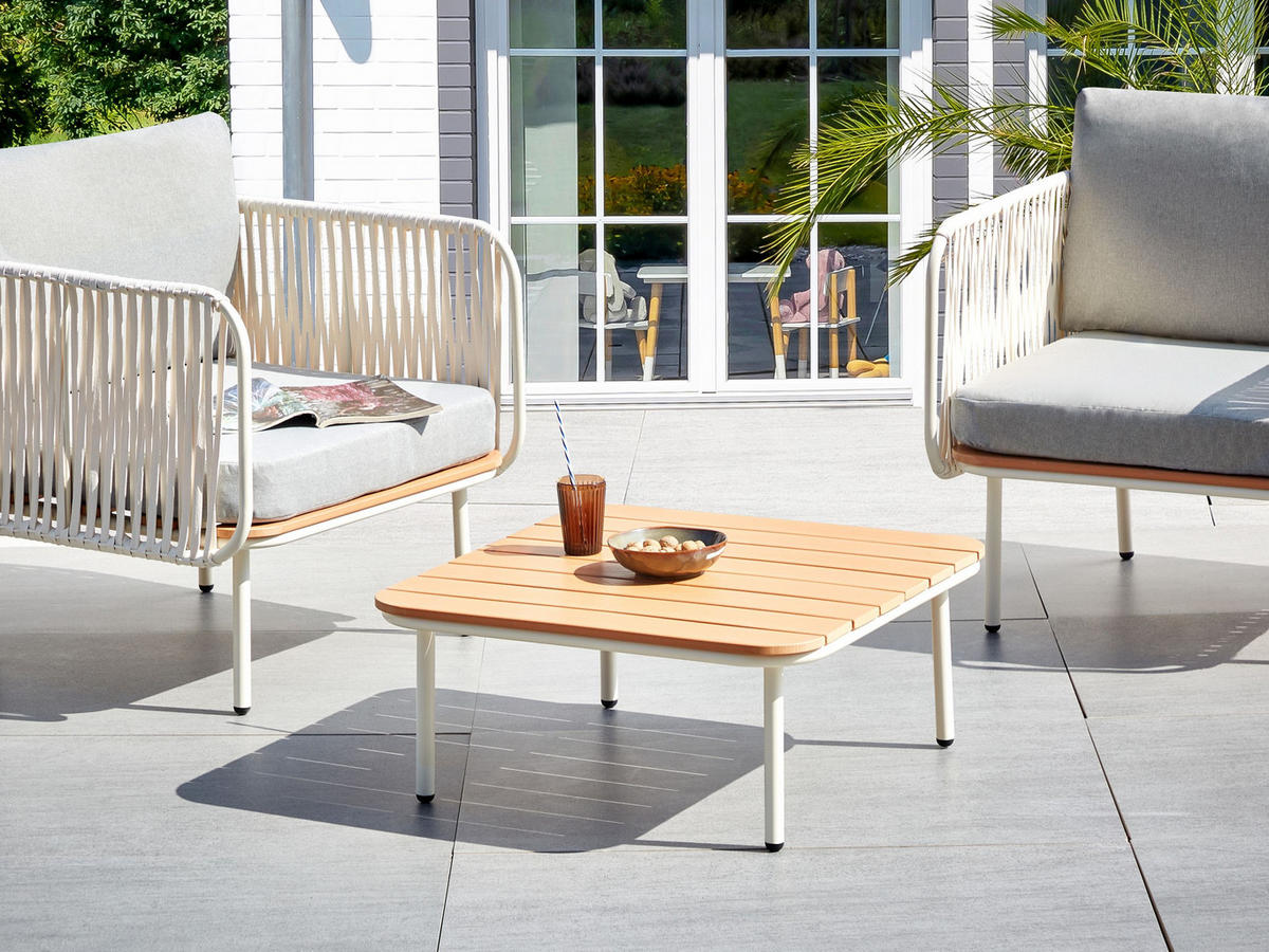 LOUNGETISCH Heller Holzfarbton Senise - Hellbraun/Weiß, Metall (74/74/28cm) - Beliani